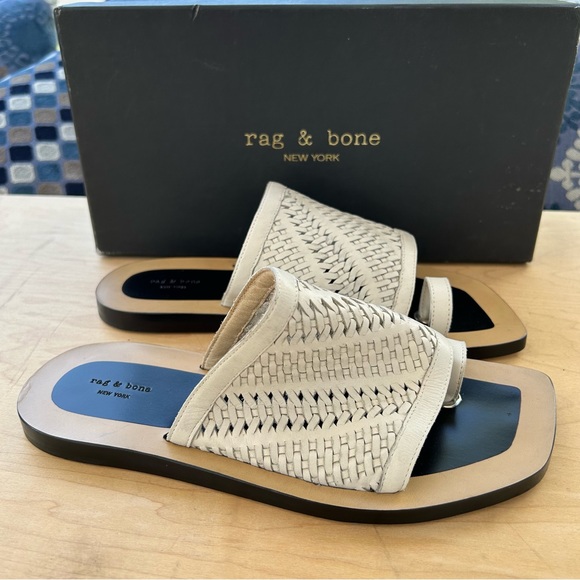 NEW Rag & Bone Ava Ivory Woven Leather Sandals Size 6 - Picture 3 of 9